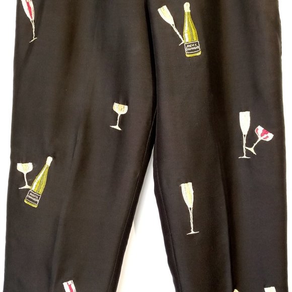 Women's Silk Ankle Pants Metallic Stitch Champagne Glass Size 10 Poly lined - Picture 7 of 13